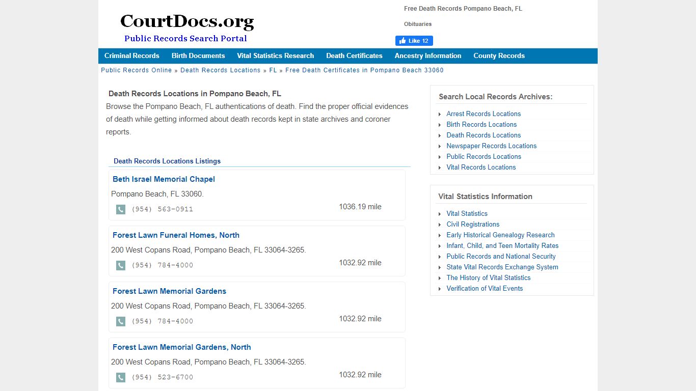 Free Death Records Pompano Beach, FL - Obituaries
